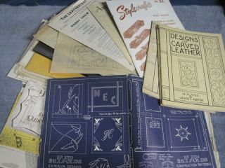 Vintage Leathercraft Cutting Carving Patterns,  Booklets Purses Wallets Belts