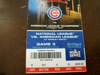 2016 World Series Game 3 Ticket Wrigley Field Chicago Cubs 3