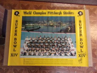 Vintage Pittsburgh Steelers Bowl Ixv Champions Team Photo Poster 24 X 32