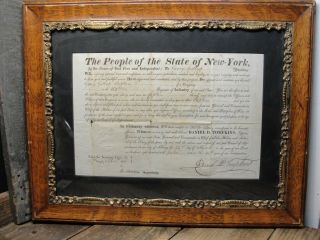 Antique 1816 York State Military Promotion Signed Governor Daniel D Tompkins