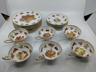 Vintage Hms Royal Hanover Germany Fruit And Nut Teacups,  Saucers,  Dessert Plates