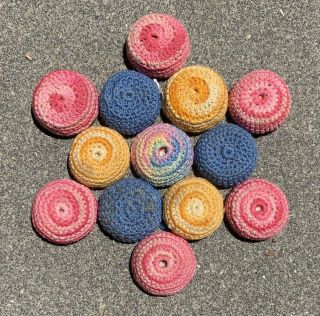 Vintage Handmade Crochet Bottle Cap Trivet Hot Pad - Star Shape - Ombré Yarn