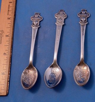 3 Vintage Rolex Bucherer Of Switzerland Lugano & Lucerne Souvenir Spoons