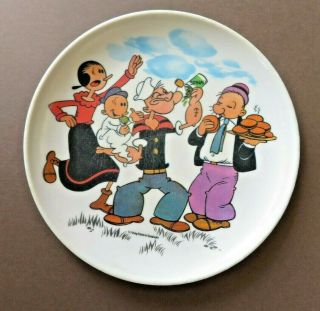 Vintage 60s Popeye & Friends Melmac Dinner Plate 7 " Popeye,  Olive Oyl,  Wimpy