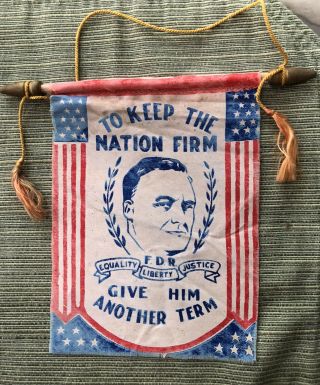Vintage Fdr Franklin Roosevelt Mini Banner 1930’s Not Pin Pinback