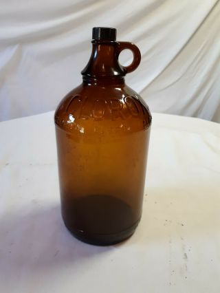Vintage Half Gallon Amber Brown Clorox Glass Bottle With Lid Pre - Owned