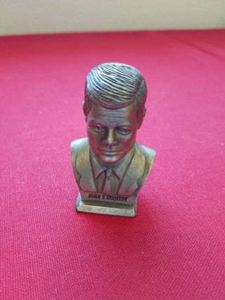 President John F.  Kennedy Bust Statue.  Pewter About 3” Tall Vintage Fort