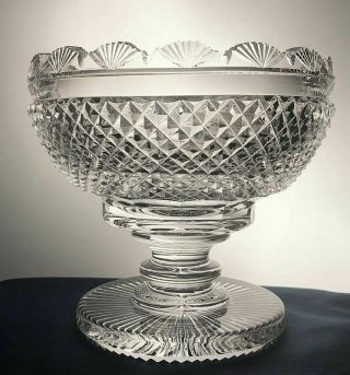 Antique Anglo - Irish Crystal Cut Glass Georgian Footed Compote Or Center Bowl N/r