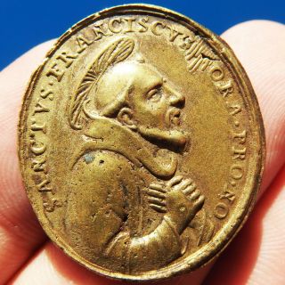ANTIQUE 18TH CENTURY FRANCISCAN MEDAL ST FRANCIS & ST SERAPHIN RELIGIOUS PENDANT 2