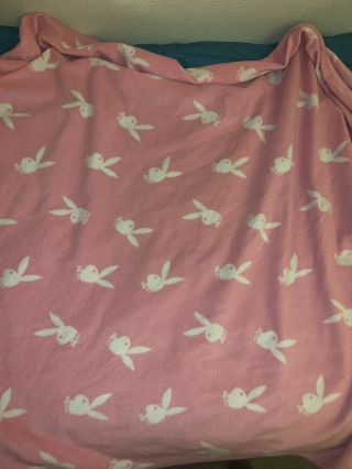Vintage Playboy Blanket Pink All Over Print Fleece 46x56 3