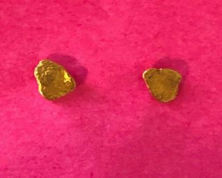 14 K Alaskan Gold Nugget Stud Earrings - Vintage 1980s 3