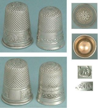 2 Antique Silver Child ' s Thimbles Germany Circa 1850 - 1900 2
