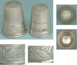 2 Antique Silver Child ' s Thimbles Germany Circa 1850 - 1900 3