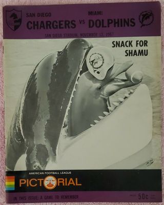 1967 Afl Football Program San Diego Chargers Vs Miami Dolphins San Diego Stadium