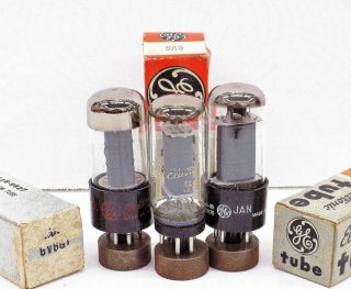 Trio Of Vintage General Electric 6v6gt/a Gray Plates Vacuum Tubes.