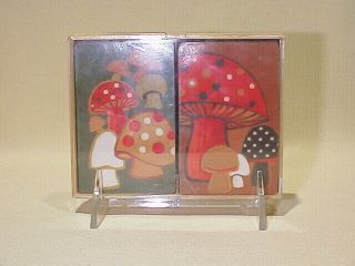 Vtg Mushrooms Hallmark Playing Cards Mod 60s - 70s Two Decks In Case Mcm Complete