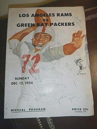 1954 Los Angeles Rams Vs Green Bay Packers Program/ Signatures