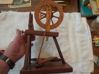 Vintage Hand Made Wooden Spinning Wheel Sample Display