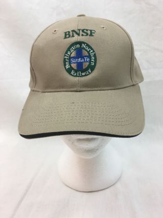 Burlington Northern Railway Santa Fe Men Beige Embroidered Strapback Cap Hat