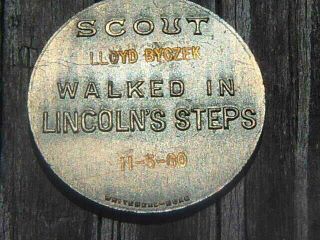 VTG 1960 BSA BOY SCOUT MEDAL NAMED 1809 - 1865 WALKED IN ABRAHAM LINCOLN ' S STEPS 2