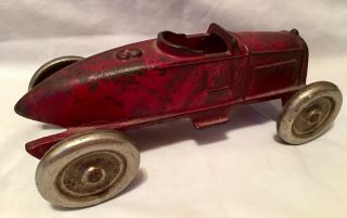 Antique Arcade Hubley Kenton Cast Iron Race Racer Red Car 3