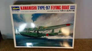 Old 1/72 Hasegawa Kawanishi Type - 97 Flying Boat Airplane Model W/box