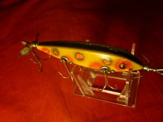 Vintage Heddon Dowagiac Minnow 00 Fishing Lure Antique C1915 Glass Eyes 5 Hook