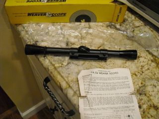 Vintage Weaver C4 Scope.  22 Tip Off 3/4 " Mount Riffle Gun W/ Instructions