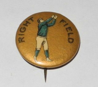 1896 Pd1 Baseball Player Right Field Position Advertising Pin Button Gold Color