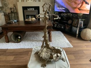 Vintage French Brass Hunting Umbrella Walking Stick Stand