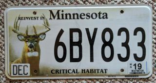 Minnesota License Plate Critical Habitat Deer Buck Environmental