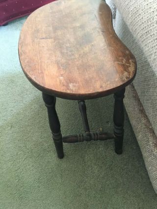 Cool Vintage Wood Milking Stool Bench 4 - Leg Chair Kidney Shaped