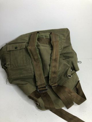 Vintage Military Us Army Green Canvas Top Load Duffel Bag Rucksack Backpack