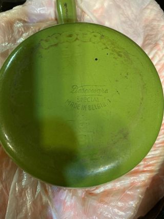 Descoware Special Cast Iron Enameled Vintage Saucepan 7C 18 FE Green W/ Lid 2