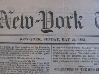 1863 Vintage York Times,  With Reports On The Civil War