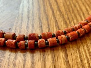 Vintage Native American Raw Peach Coral Necklace w/Sterling Silver Cone Beads 2