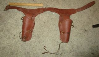 Vintage Toy Cowboy Western Cap Gun Belt Brown Holster Plastic Rubber Kids