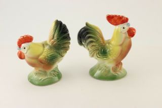 Vintage F.  W.  Woolworth Co.  Ceramic Chicken And Roster Figurine - Made In Japan
