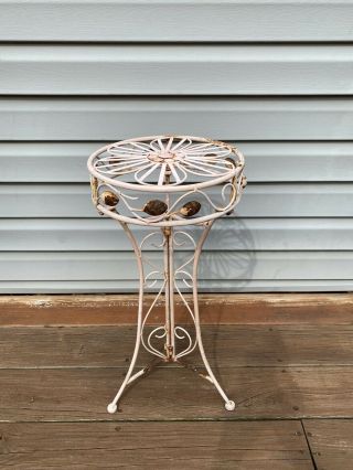 Vintage Metal Plant Stand Pink Mid Century Modern Retro Style Large 23”