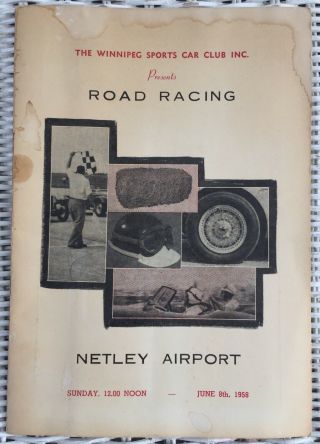 Vintage 1958 Winnipeg Sports Car Club Road Racing Program Drag Netley Airport