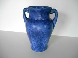 Vintage 1930s Brush Mccoy Blue Vellum 8 1/4 " Vase W/ Handles