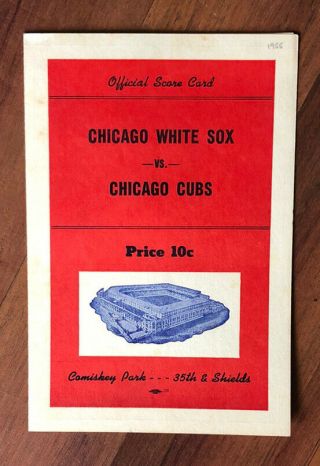 1955 Chicago Cubs Vs White Sox Charity Baseball Scor Card Unscored Comiskey Park