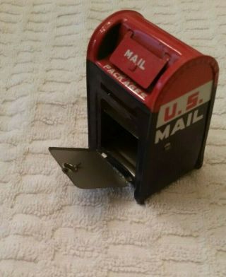 Vintage Us Post Office Mail Box Mini Tin Coin Bank Made In Japan 