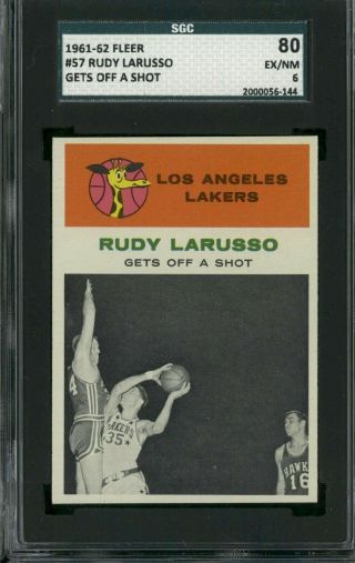 1961 - 62 Fleer 57 Rudy Larusso Gets Off A Shot Sgc 80 Ex - Mt 6 Set Break