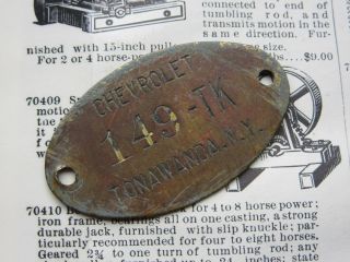 Vintage Chevrolet Tag Tonawanda Chevy Industrial Tool Check Jewelry Keychain