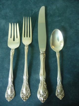Alvin Chateau Rose Sterling Silver Flatware Four 4 Piece Place Setting