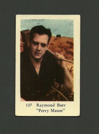 Raymond Burr Perry Mason Tv Series Vintage 1960s Swedish Collector Card 137
