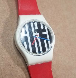 Swatch Watch " Speed Limit” 1987 Womens Lw117 80’s Vintage Neon/working