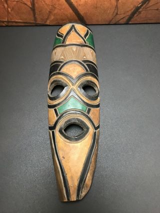 Vintage Hand Carved African Tribal Wood Mask Colorful Wall Wood Art 12”