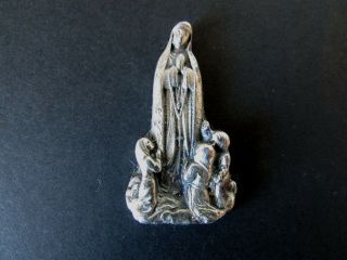 Our Lady Of Fatima Apparition Cova Iria Shepherds.  Vintage Plaque Metal Portugal